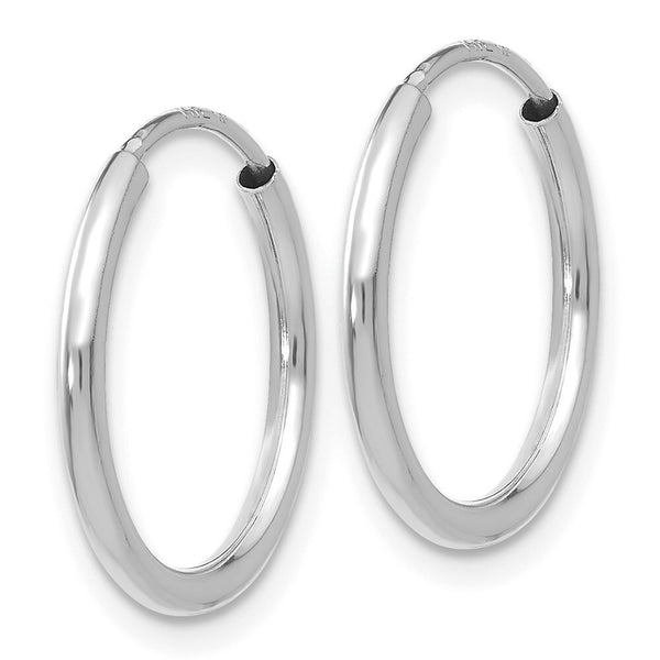 14K White Gold 1.5mm Polished Endless Hoop Earrings  1.5mm width