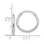 Load image into Gallery viewer, 14K White Gold 1.5mm Polished Endless Hoop Earrings  1.5mm width
