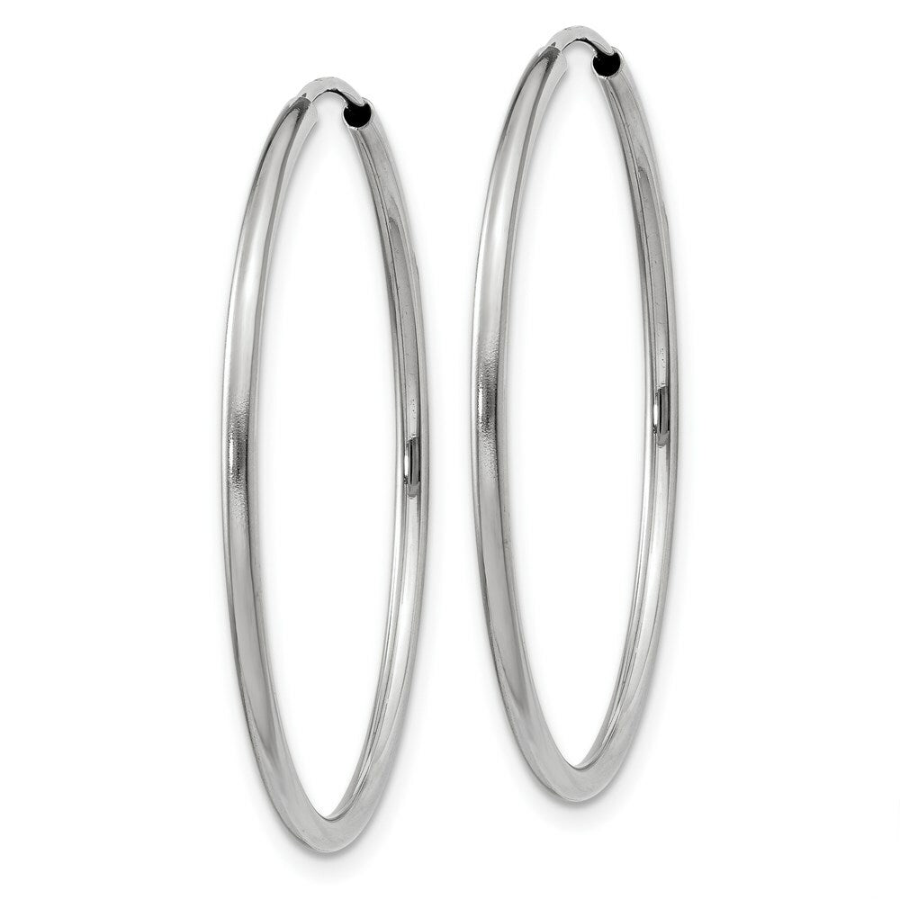 14K White Gold 1.5mm Polished Endless Hoop Earrings  1.5mm width