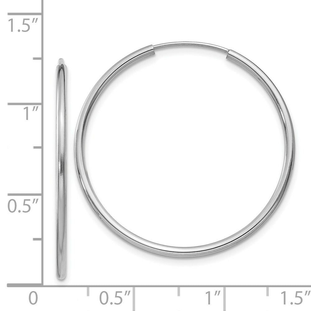 14K White Gold 1.5mm Polished Endless Hoop Earrings  1.5mm width