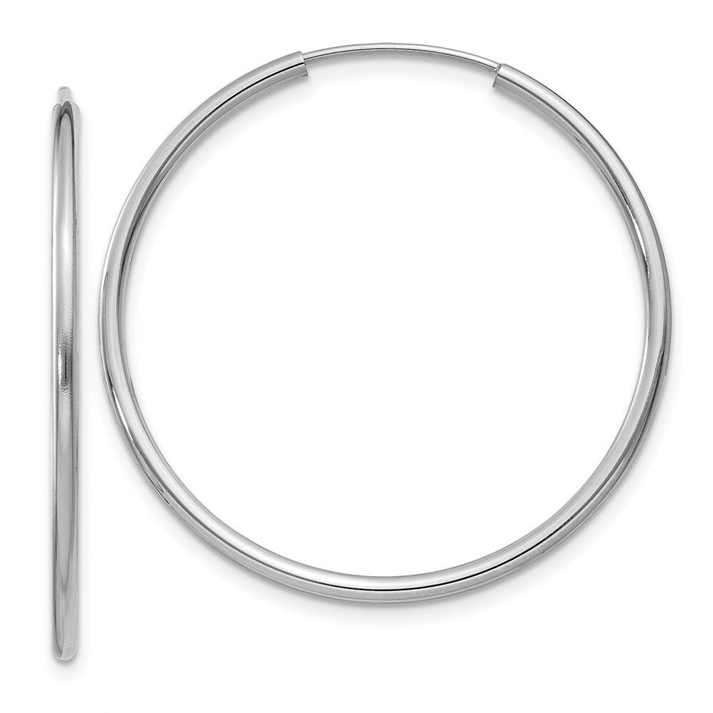 14K White Gold 1.5mm Polished Endless Hoop Earrings  1.5mm width
