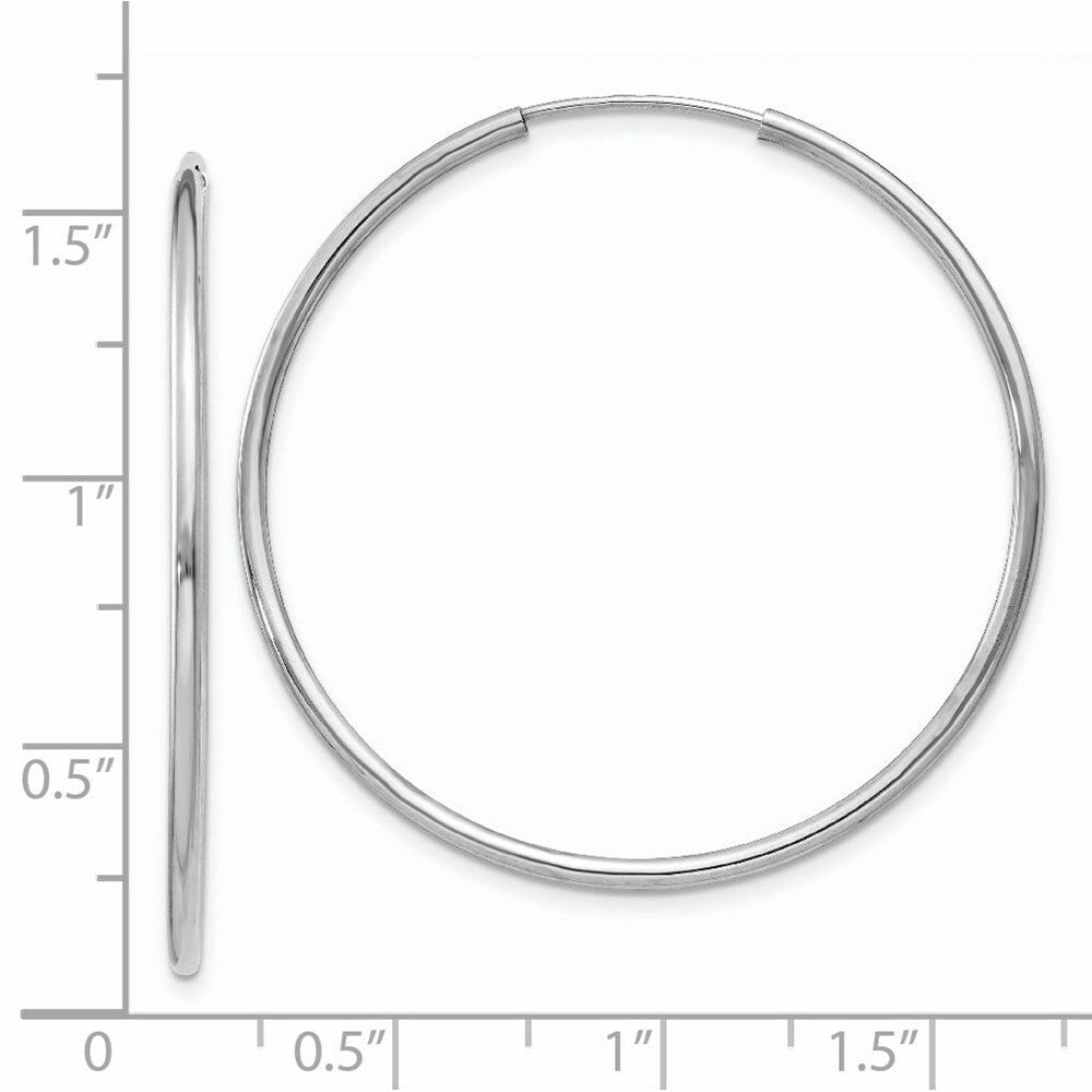 14K White Gold 1.5mm Polished Endless Hoop Earrings  1.5mm width