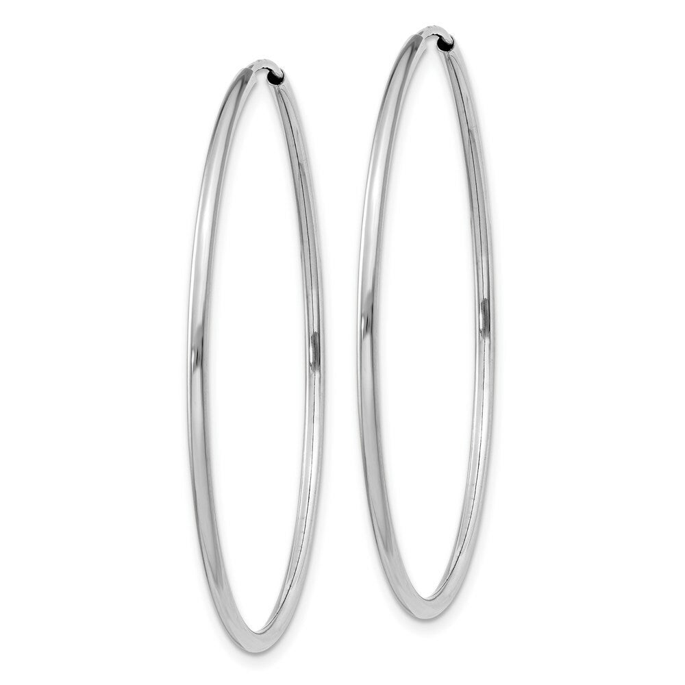14K White Gold 1.5mm Polished Endless Hoop Earrings  1.5mm width