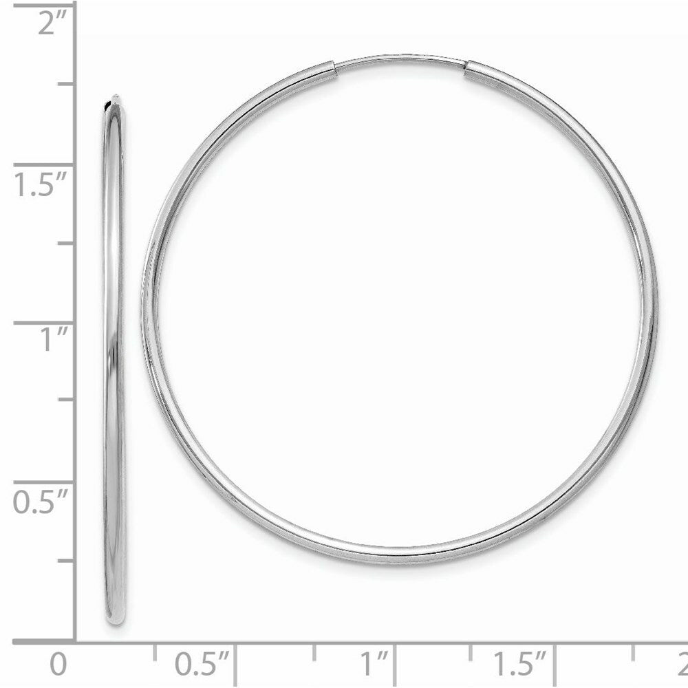 14K White Gold 1.5mm Polished Endless Hoop Earrings  1.5mm width