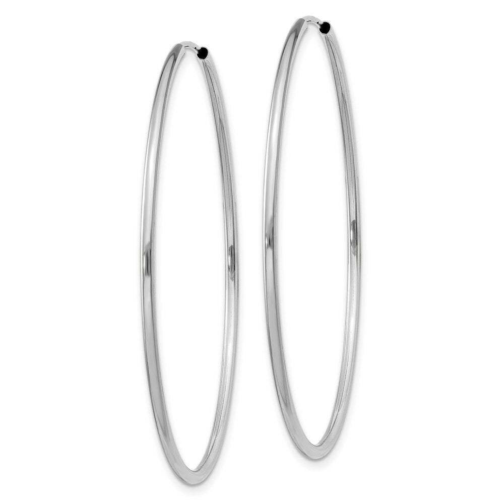 14K White Gold 1.5mm Polished Endless Hoop Earrings  1.5mm width