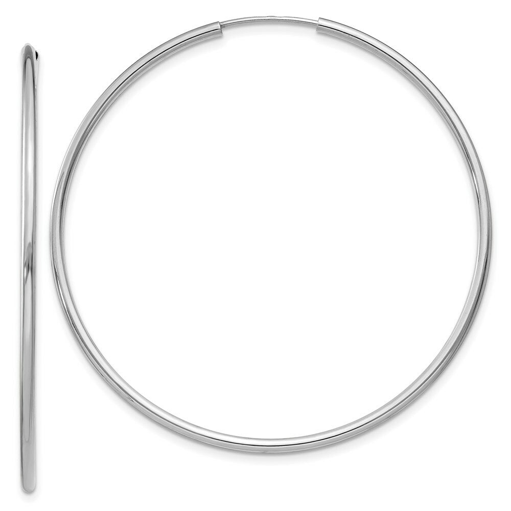 14K White Gold 1.5mm Polished Endless Hoop Earrings  1.5mm width