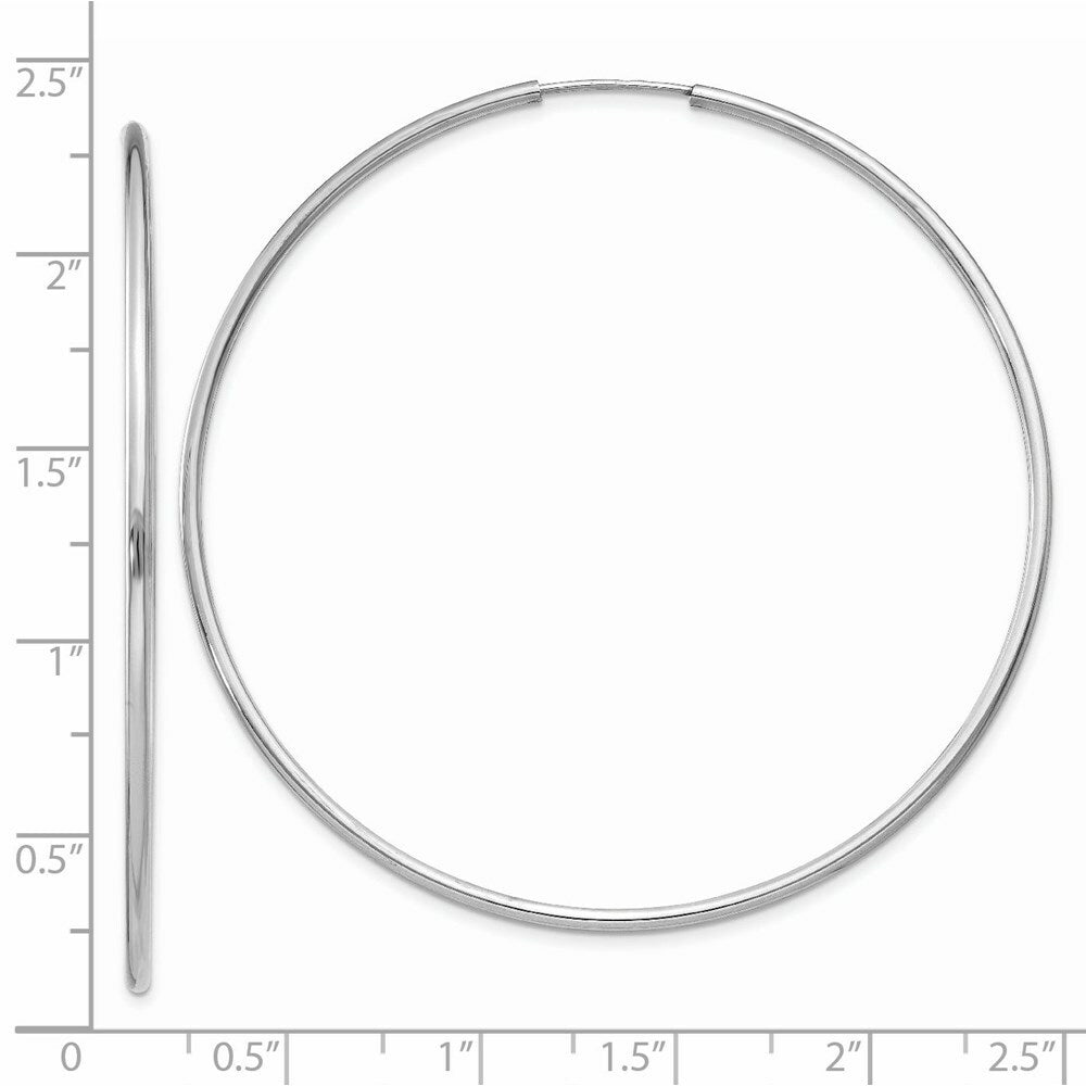14K White Gold 1.5mm Polished Endless Hoop Earrings  1.5mm width