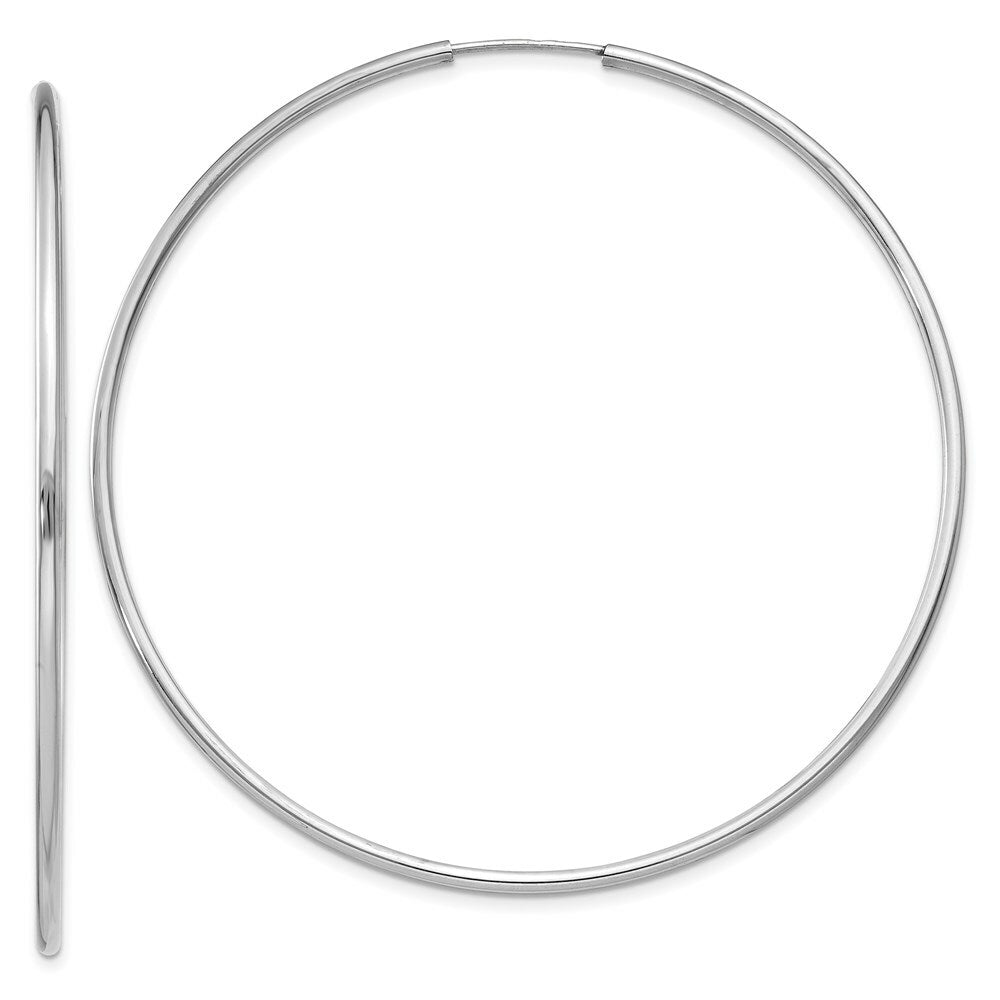 14K White Gold 1.5mm Polished Endless Hoop Earrings  1.5mm width