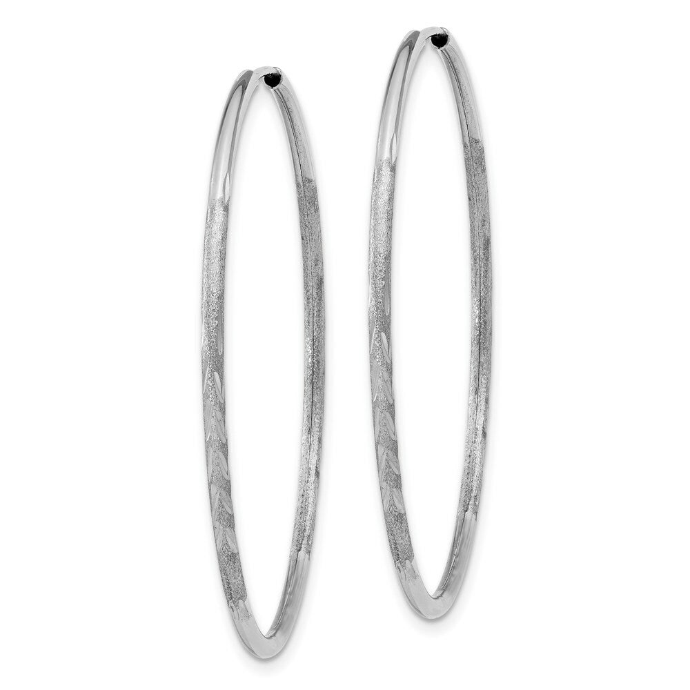 14K White Gold 1.5mm Diamond-cut Endless Hoop Earrings 1.5mm width