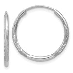 Load image into Gallery viewer, 14K White Gold 1.5mm Diamond-cut Endless Hoop Earrings 2mm width
