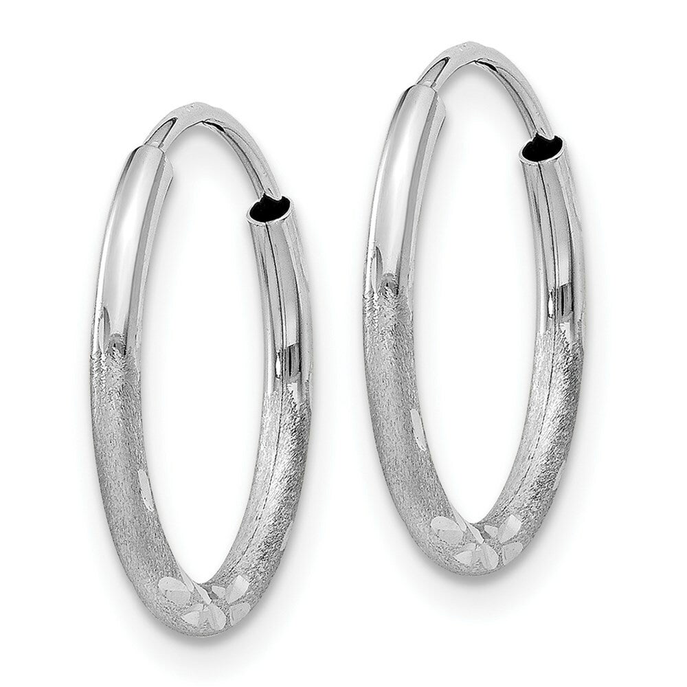 14K White Gold 1.5mm Diamond-cut Endless Hoop Earrings 2mm width