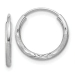 Load image into Gallery viewer, 14K White Gold 1.5mm Diamond-cut Endless Hoop Earrings 2mm width

