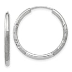 Load image into Gallery viewer, 14K White Gold 2mm Diamond-cut Endless Hoop Earrings 2mm width

