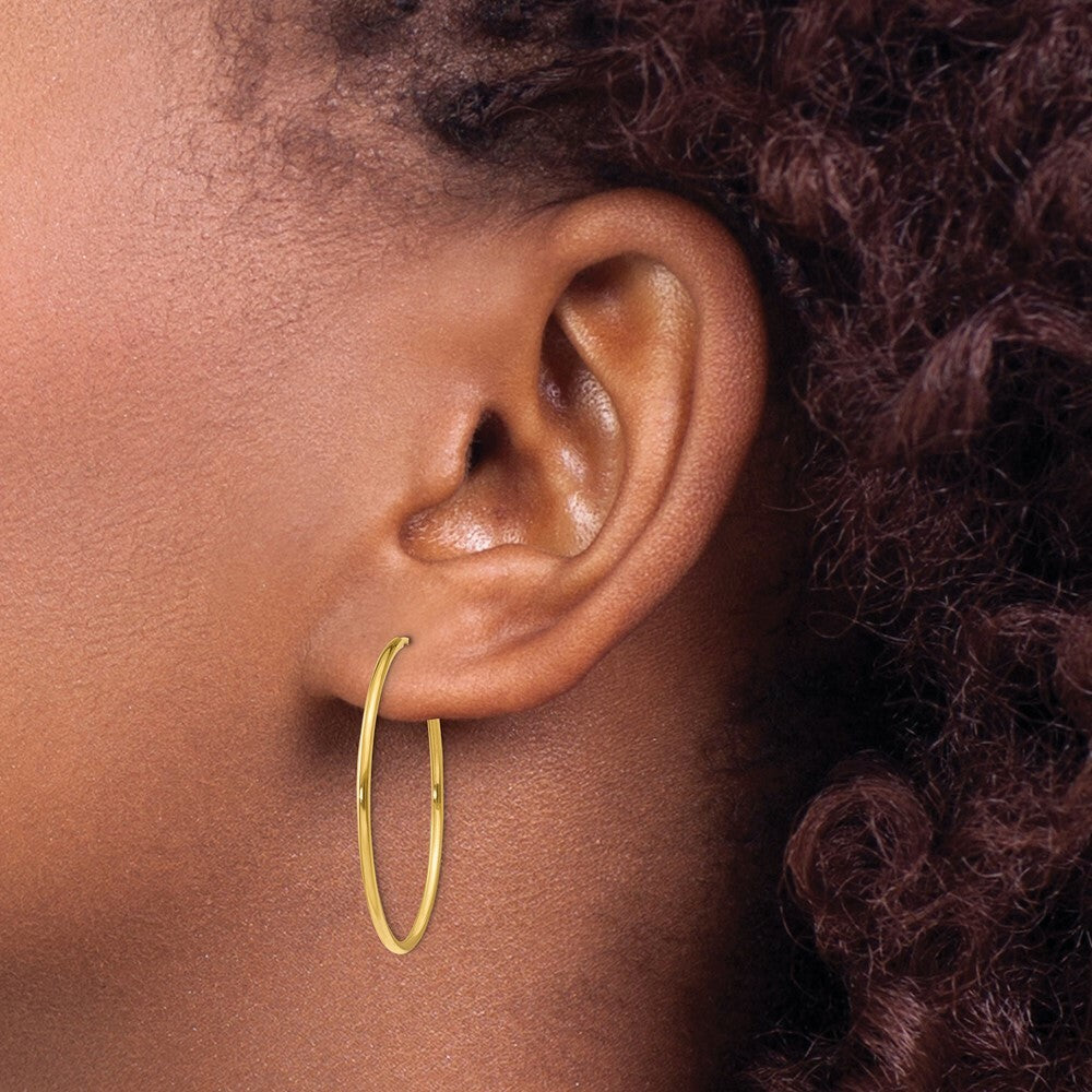 Endless Hoop Earrings  30mm Diameter - 1.20 inches - 14K Yellow Gold - 1.25mm Tube Width