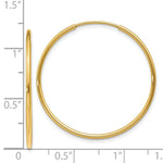 Load image into Gallery viewer, Endless Hoop Earrings  30mm Diameter - 1.20 inches - 14K Yellow Gold - 1.25mm Tube Width
