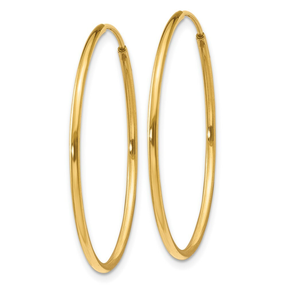 Endless Hoop Earrings  30mm Diameter - 1.20 inches - 14K Yellow Gold - 1.25mm Tube Width