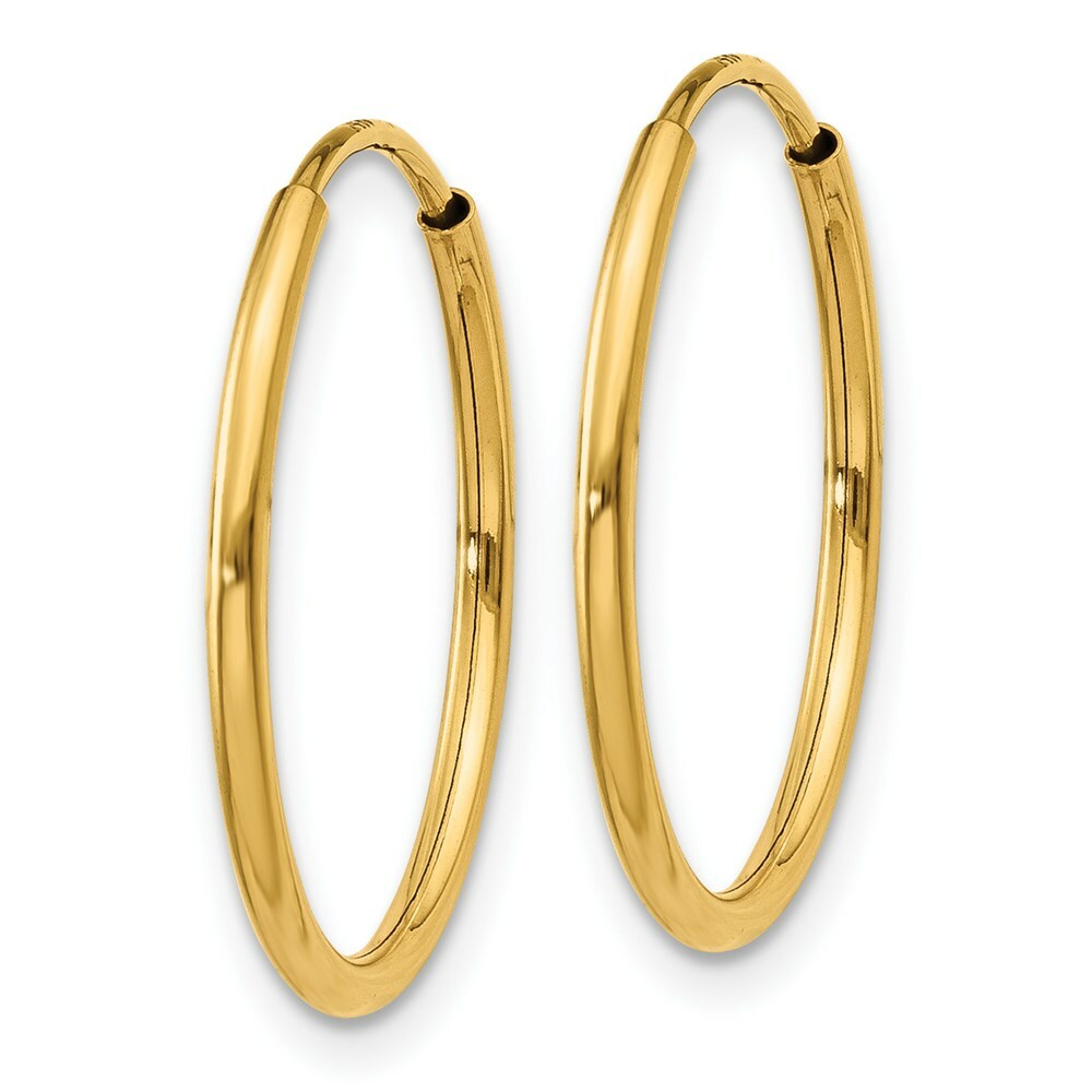14K Yellow Gold 1.25mm Endless Hoop Earring  1.25mm width