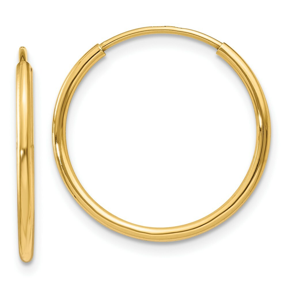 14K Yellow Gold 1.25mm Endless Hoop Earring  1.25mm width