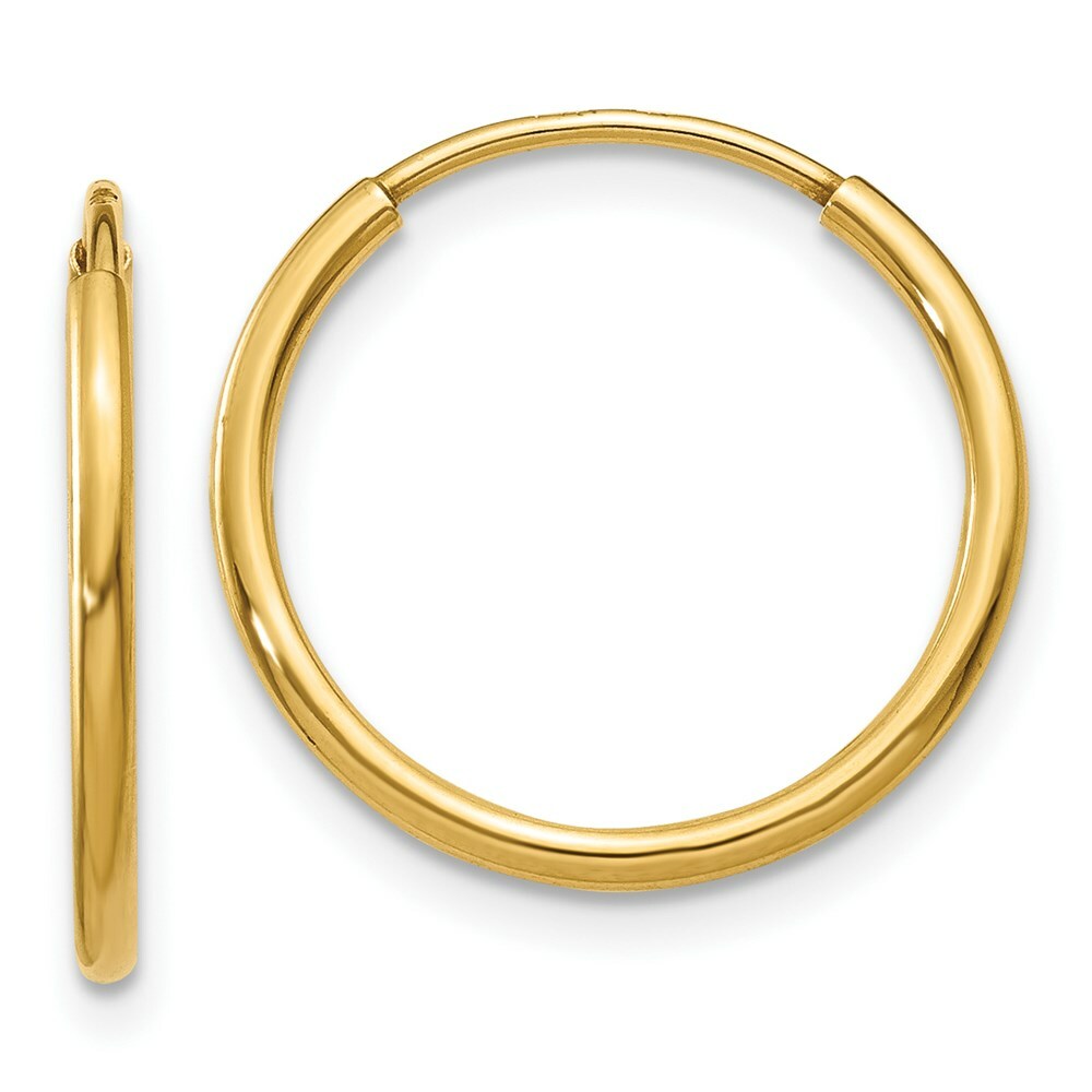 14K Yellow Gold 1.25mm Endless Hoop Earring  1.25mm width