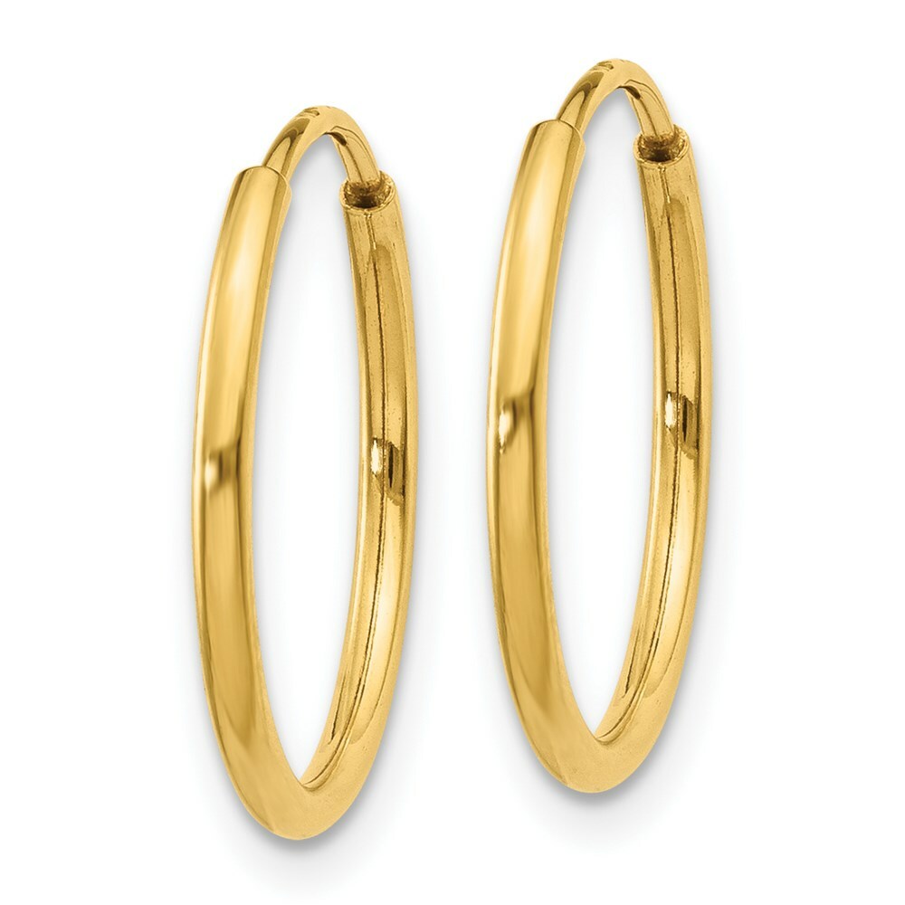 14K Yellow Gold 1.25mm Endless Hoop Earring  1.25mm width