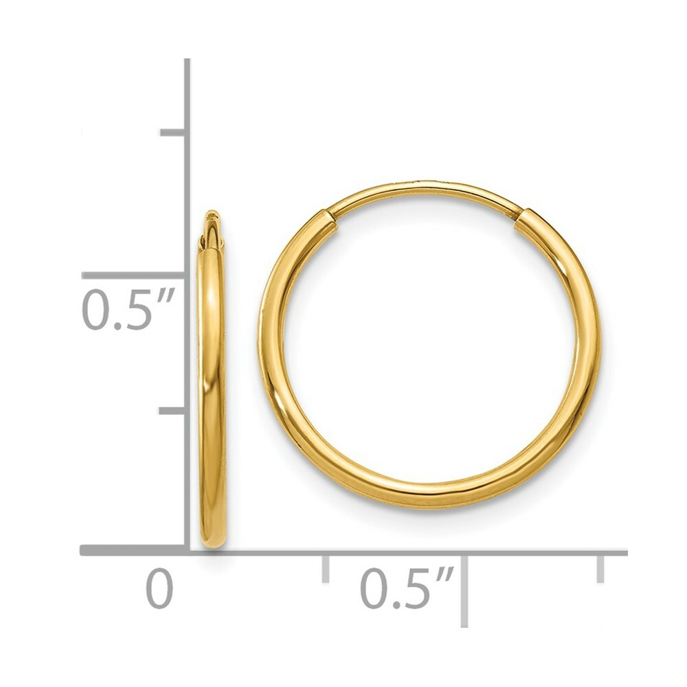 14K Yellow Gold 1.25mm Endless Hoop Earring  1.25mm width