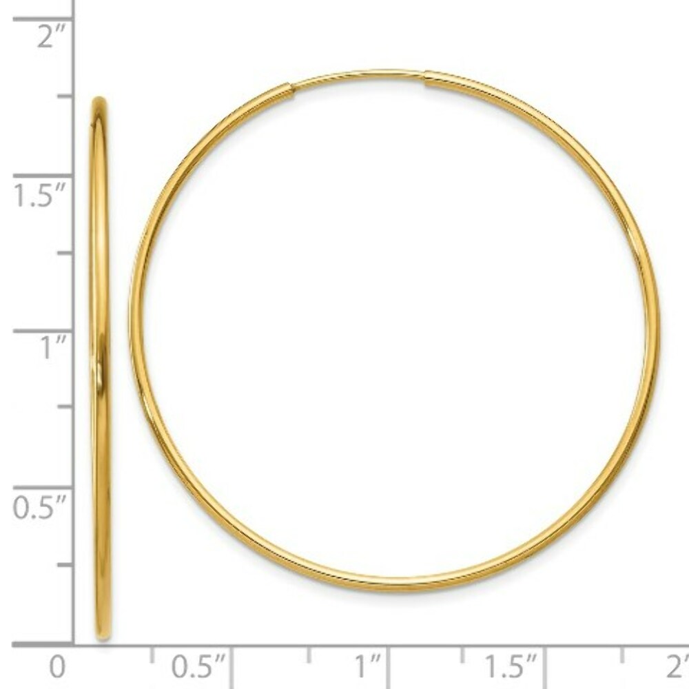 14K Yellow Gold 1.25mm Endless Hoop Earring  1.25mm width