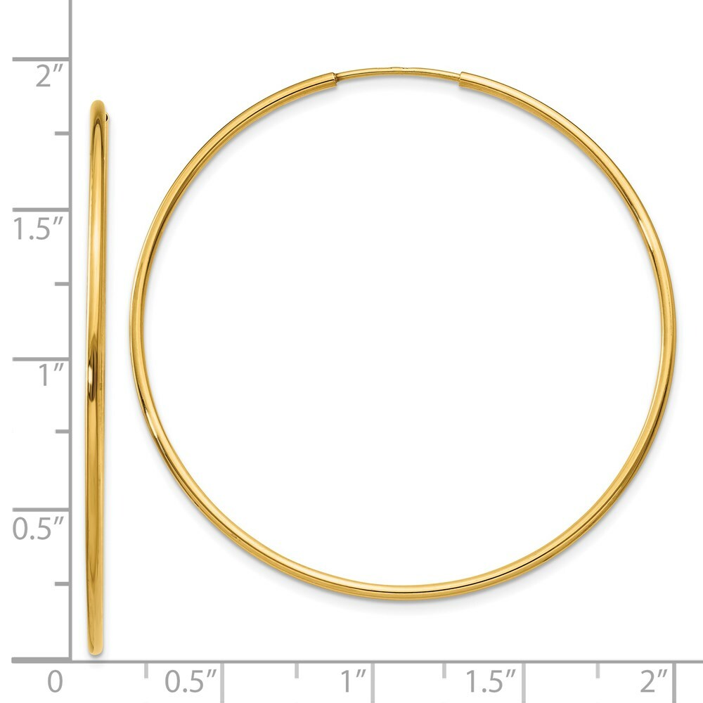 14K Yellow Gold 1.25mm Endless Hoop Earring  1.25mm width