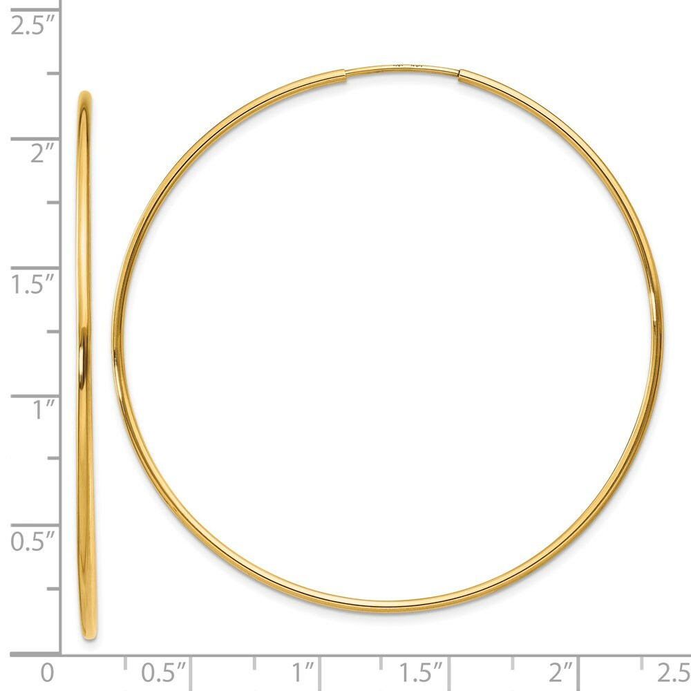 14K Yellow Gold 1.25mm Endless Hoop Earring  1.25mm width