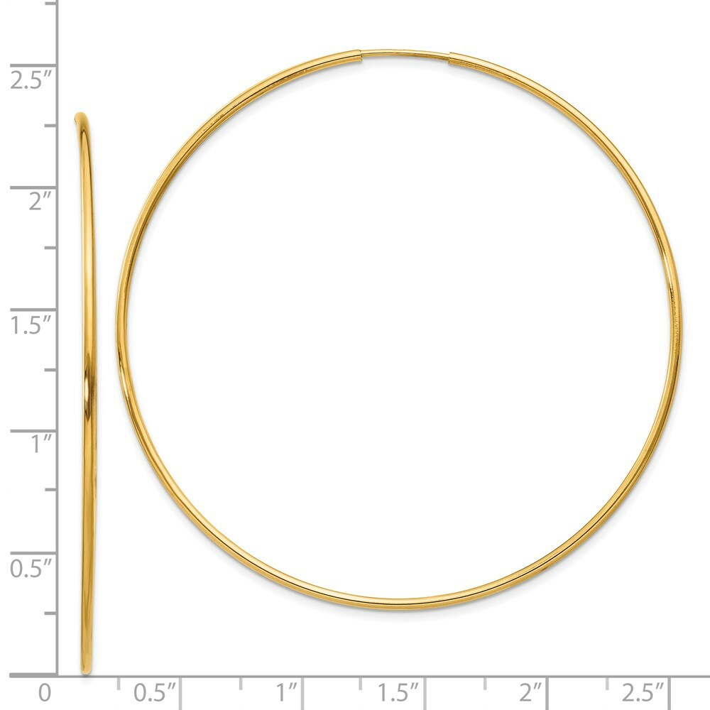14K Yellow Gold 1.25mm Endless Hoop Earring  1.25mm width