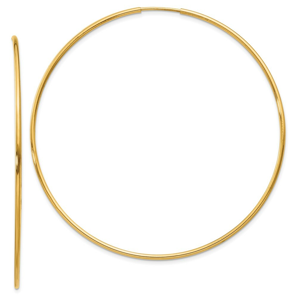 14K Yellow Gold 1.25mm Endless Hoop Earring  1.25mm width
