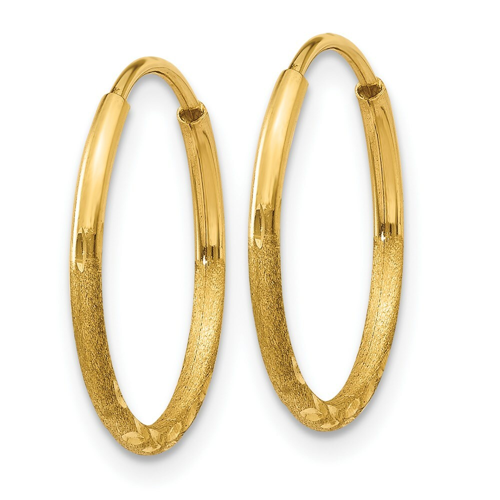 14K Yellow Gold 1.25mm Diamond-cut Endless Hoop Earring  1.25mm width