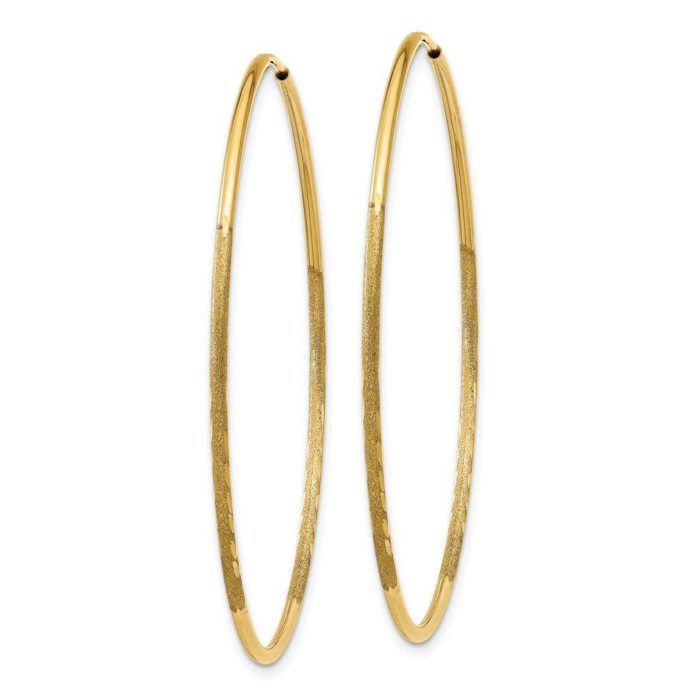 14K Yellow Gold 1.25mm Diamond-cut Endless Hoop Earring  1.25mm width