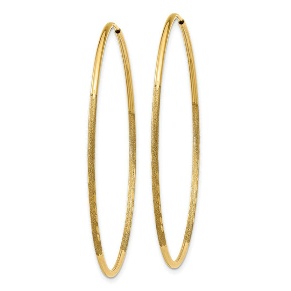 14K Yellow Gold 1.25mm Diamond-cut Endless Hoop Earring  1.25mm width