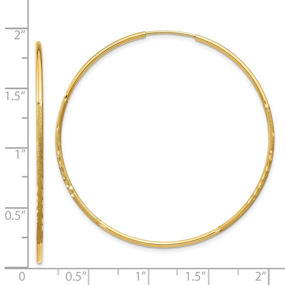 14K Yellow Gold 1.25mm Diamond-cut Endless Hoop Earring  1.25mm width