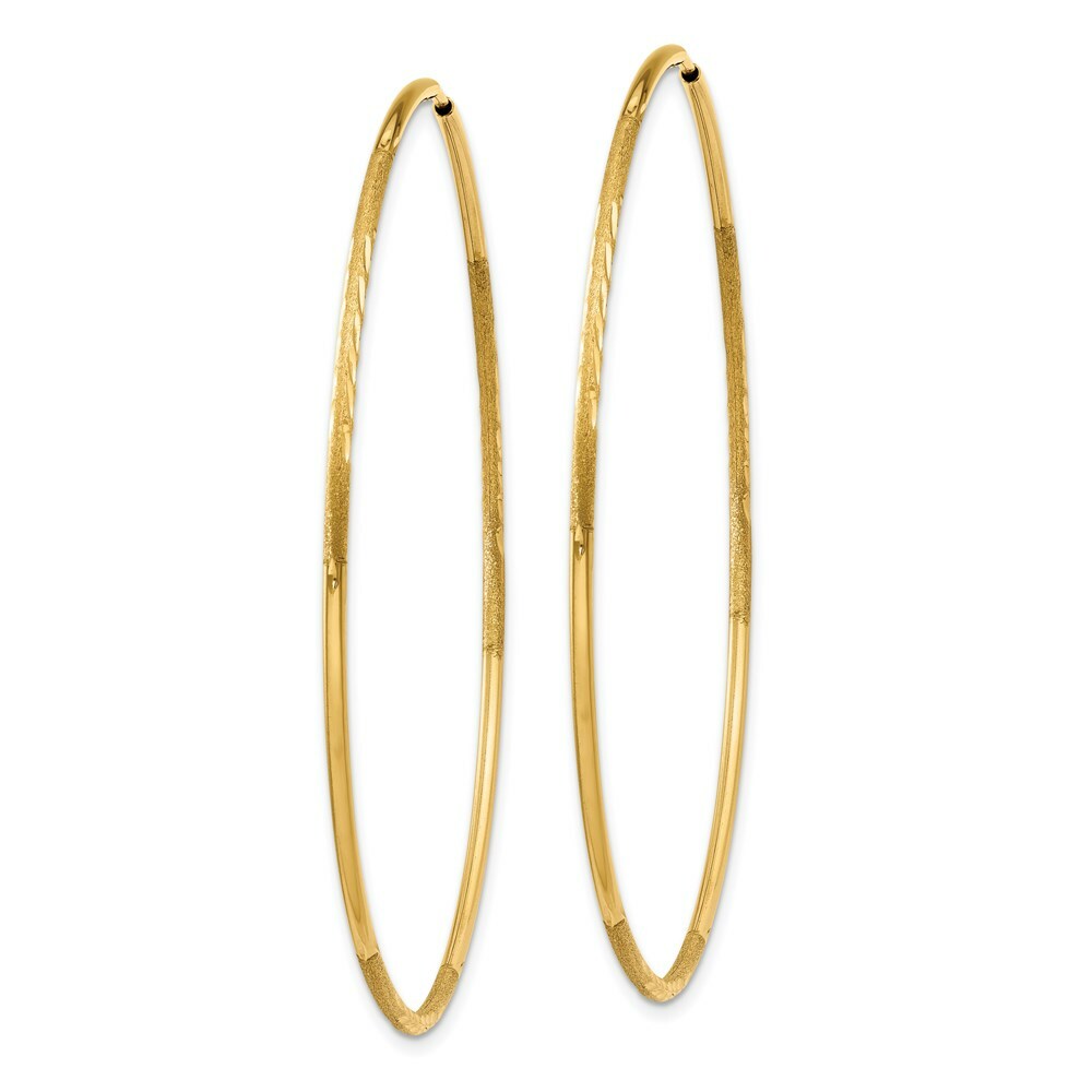 14K Yellow Gold 1.25mm Diamond-cut Endless Hoop Earring  1.25mm width