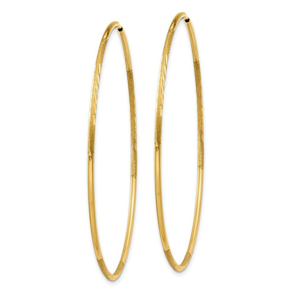 14K Yellow Gold 1.25mm Diamond-cut Endless Hoop Earring  1.25mm width