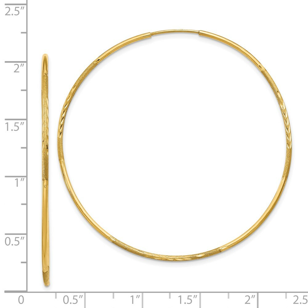 14K Yellow Gold 1.25mm Diamond-cut Endless Hoop Earring  1.25mm width