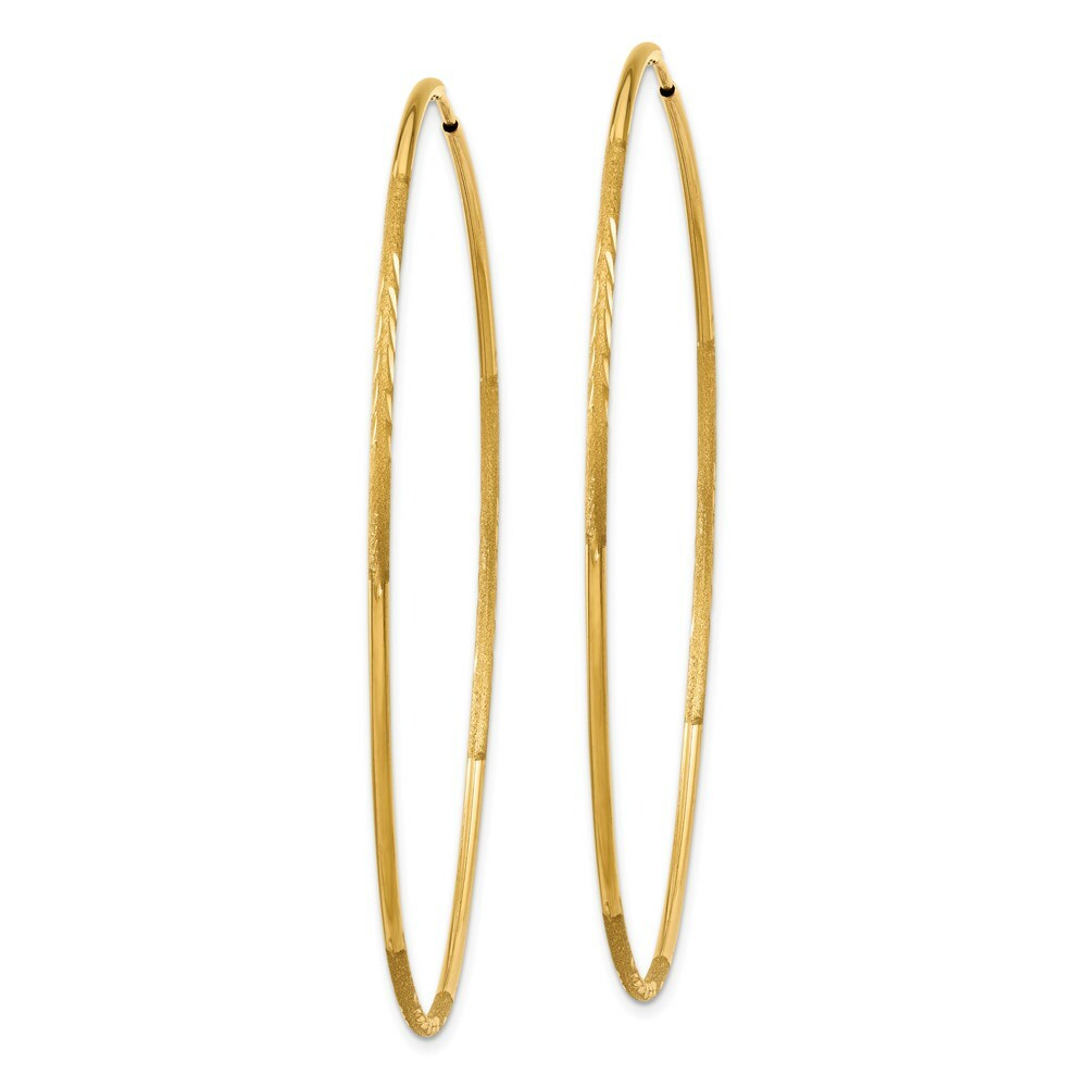 14K Yellow Gold 1.25mm Diamond-cut Endless Hoop Earring  1.25mm width