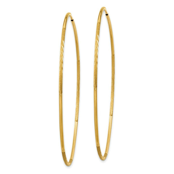 14K Yellow Gold 1.25mm Diamond-cut Endless Hoop Earring  1.25mm width