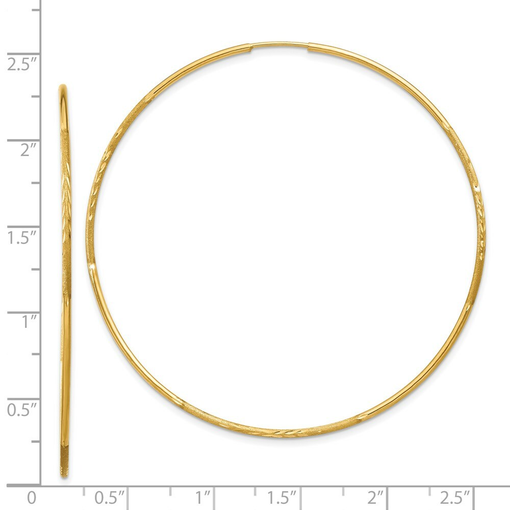 14K Yellow Gold 1.25mm Diamond-cut Endless Hoop Earring  1.25mm width