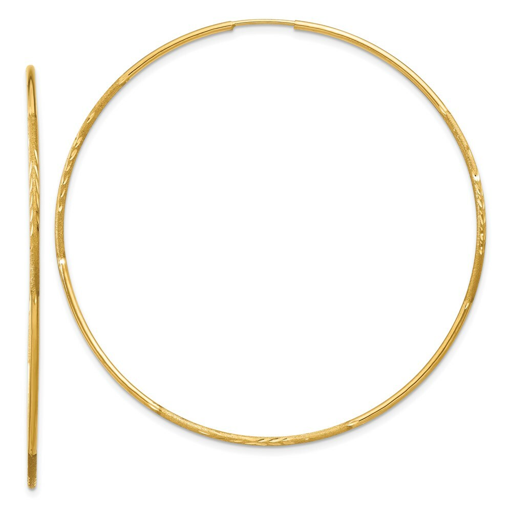 14K Yellow Gold 1.25mm Diamond-cut Endless Hoop Earring  1.25mm width