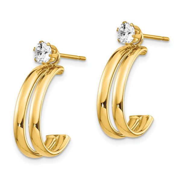 14K Yellow Gold Yellow Gold Polished w/CZ Stud Earring Jackets