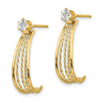 Load image into Gallery viewer, 14K Yellow Gold Yellow Gold J Hoop Polished w/CZ Stud Earrings
