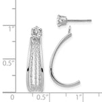 Load image into Gallery viewer, 14K White Gold J Hoop Polished w/CZ Stud Earrings
