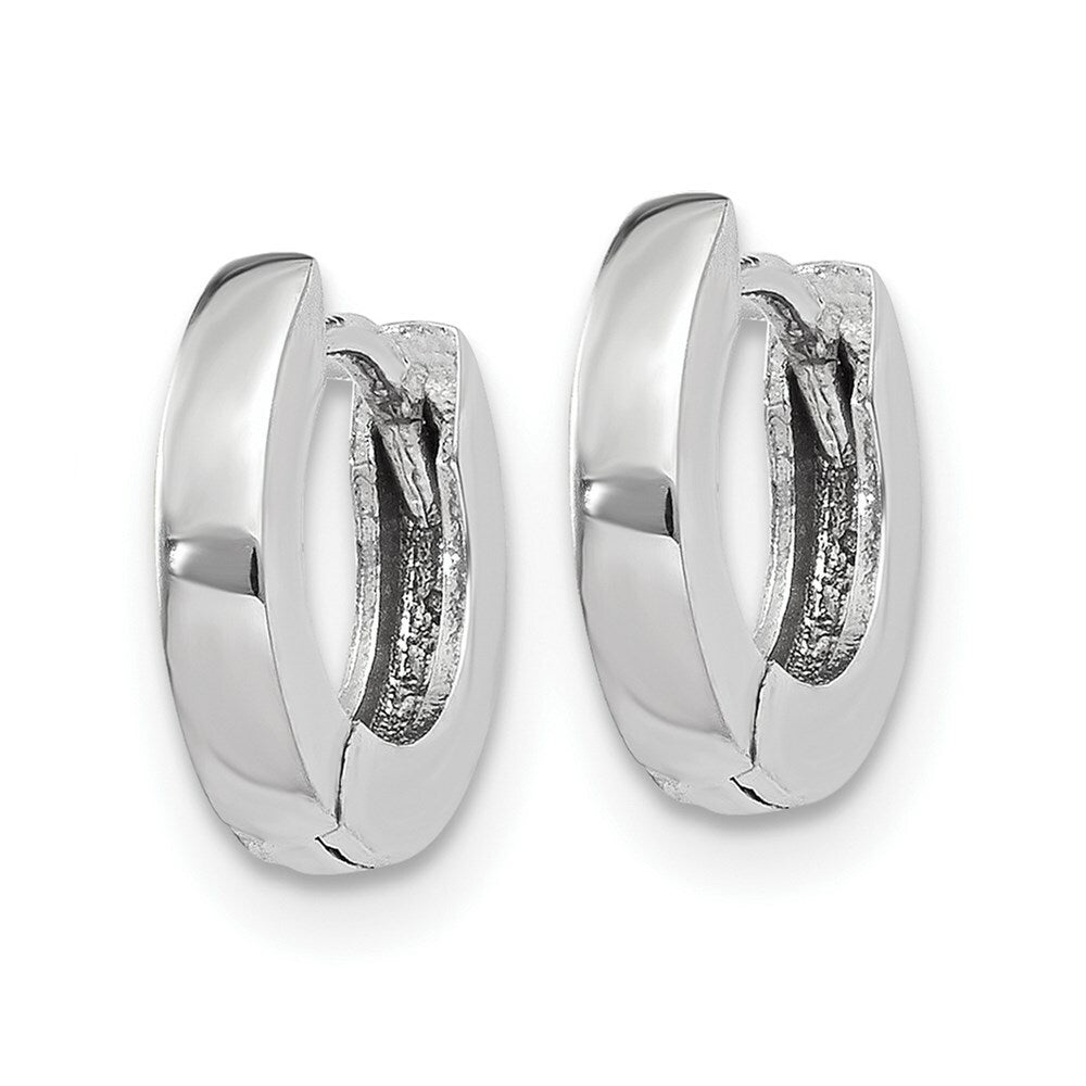 14K White Gold Polished Hinged Hoop Earrings  2mm width