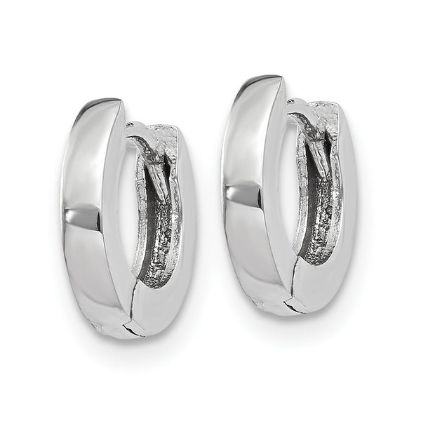 14K White Gold Polished Hinged Hoop Earrings  2mm width