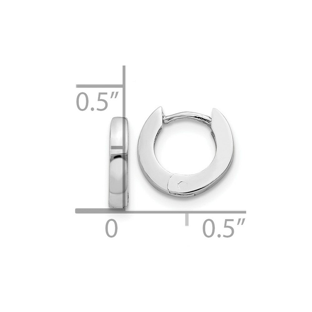 14K White Gold Polished Hinged Hoop Earrings  2mm width