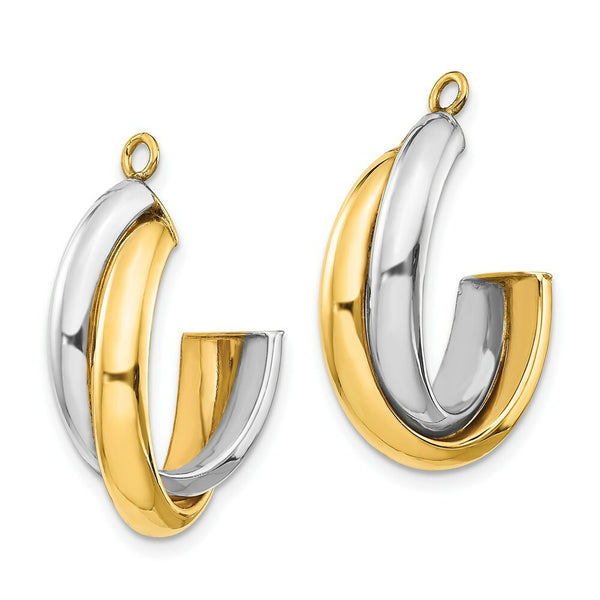 14K Two-tone Gold Polished Double J-Hoop Earring Jackets