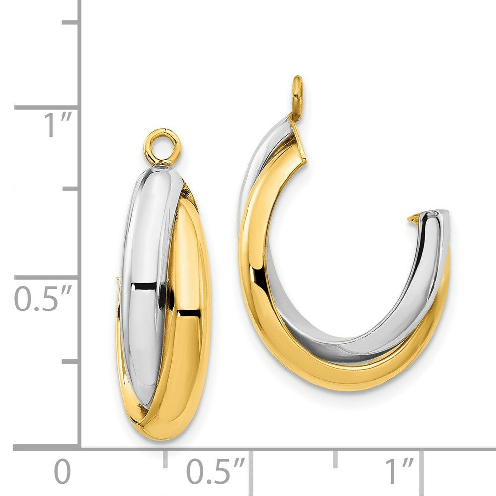 14K Two-tone Gold Polished Double J-Hoop Earring Jackets