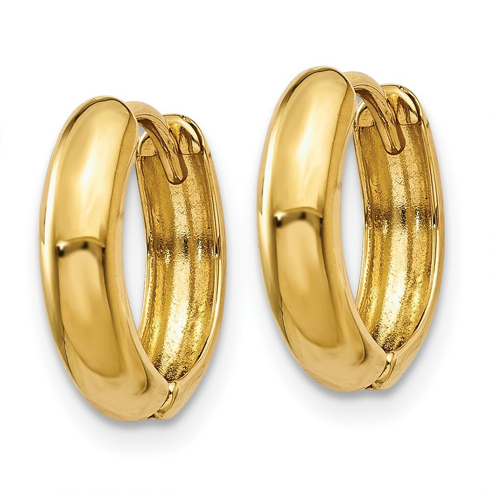 14K Polished Hinged Hoop Earrings 5mm wide, size: 1/3"